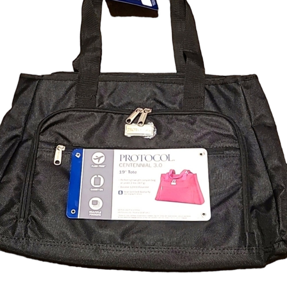 PROTOCOL BRAND 19" BLACK TOTE CARRY ON COMPUTER LAPTOP BAG - Picture 2 of 11